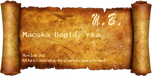 Macska Boglárka névjegykártya